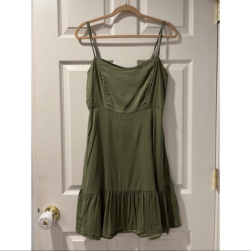Old Navy Olive Green Ruffle Skirt Mini Dress
